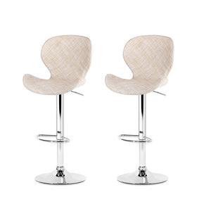 Swivel Bar Stools Set 2pc | Gas Lift | Wing PE Rattan | Beige