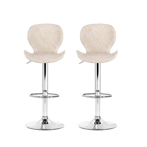 Swivel Bar Stools Set 2pc | Gas Lift | Wing PE Rattan | Beige