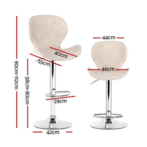 Swivel Bar Stools Set 4pc | Gas Lift | Wing Design | PE Rattan | Beige