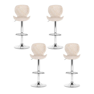 Swivel Bar Stools Set 4pc | Gas Lift | Wing Design | PE Rattan | Beige