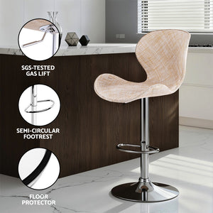 Swivel Bar Stools Set 4pc | Gas Lift | Wing Design | PE Rattan | Beige