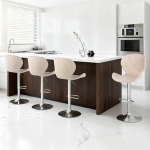 Swivel Bar Stools Set 4pc | Gas Lift | Wing Design | PE Rattan | Beige