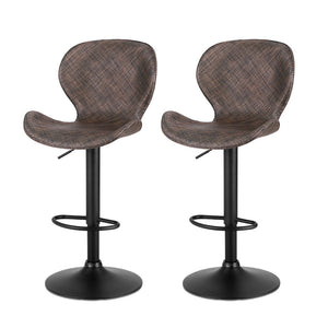 Swivel Bar Stools Set 2pc | Gas Lift | Wing PE Rattan | Brown