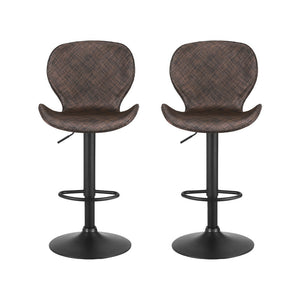 Swivel Bar Stools Set 2pc | Gas Lift | Wing PE Rattan | Brown
