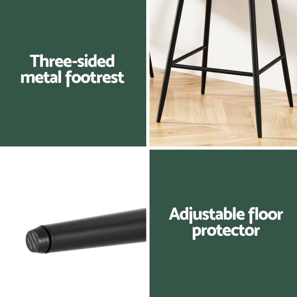 Kitchen Bar Stools Set 4pc | Tub Style | Velvet + Metal | Green