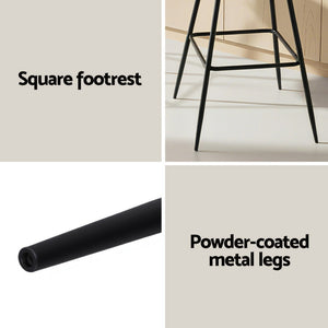 Bar Stools Set 2pc | Woven Velvet Metal Counter Stools | Ivory