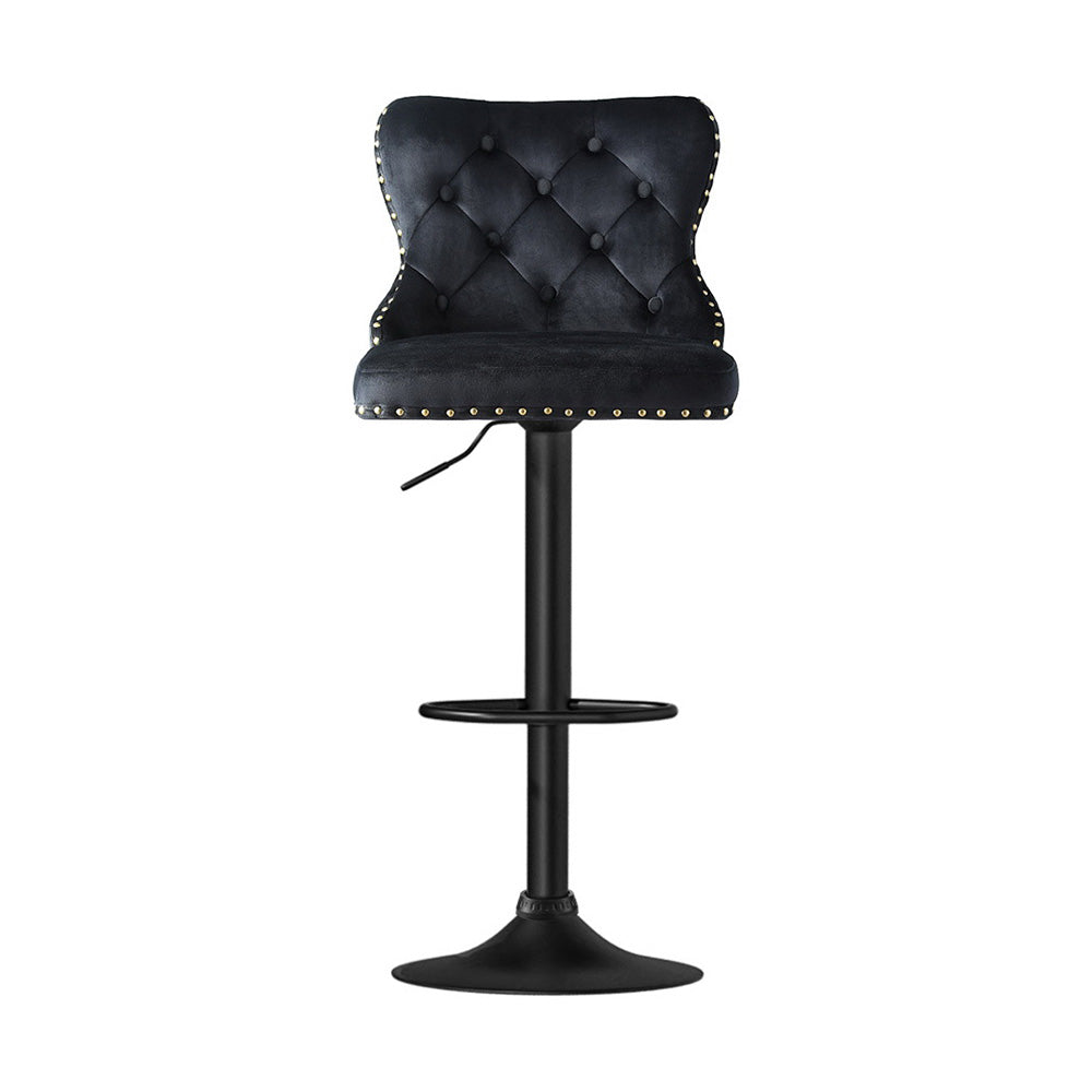 Artiss Bar Stool | Velvet | Adjustable Height | Nailhead Trim | 1X