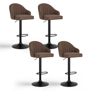 Swivel Counter Stools Set 4pc | Gas Lift | Shell Leather | Brown (Set A)