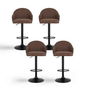 Swivel Counter Stools Set 4pc | Gas Lift | Shell Leather | Brown (Set A)