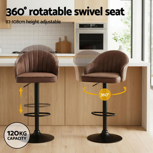 Swivel Counter Stools Set 4pc | Gas Lift | Shell Leather | Brown (Set A)