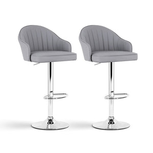 Swivel Bar Stools Set 2pc | Gas Lift | Shell Leather | Grey