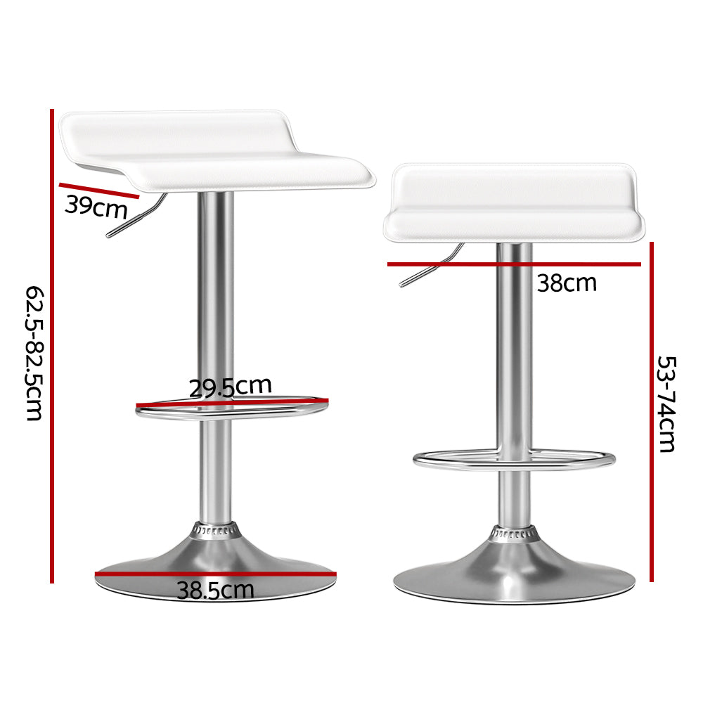 2x Bar Stools | Faux Leather Chair | White