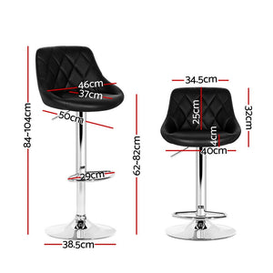 Home Bar Stools With Black Seats - 2 Pack