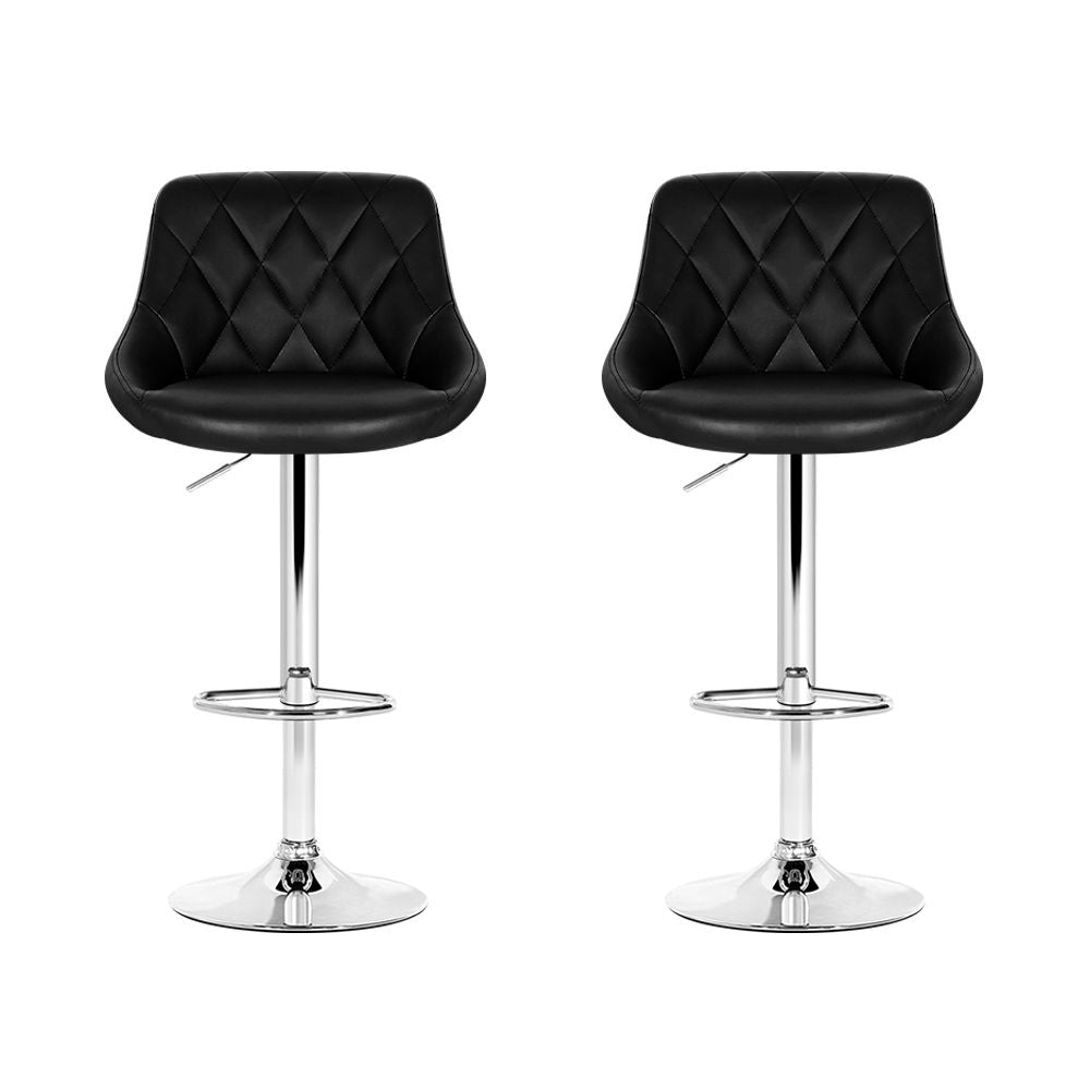 Home Bar Stools With Black Seats - 2 Pack