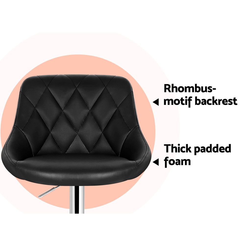 Home Bar Stools With Black Seats - 2 Pack