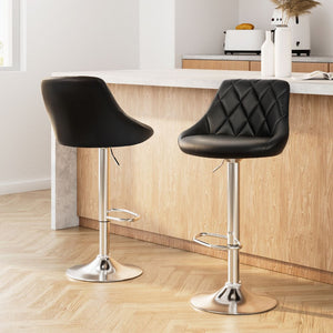 Home Bar Stools With Black Seats - 2 Pack