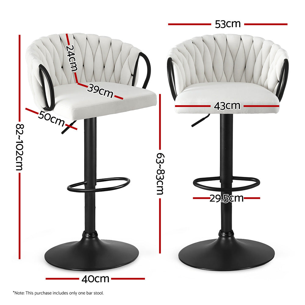 Bar Stool x1 | Woven Velvet Counter Stool | Ivory