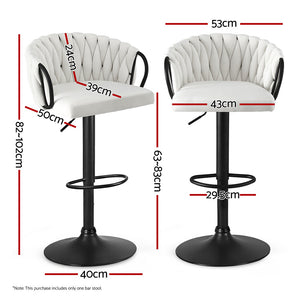 Bar Stool x1 | Woven Velvet Counter Stool | Ivory