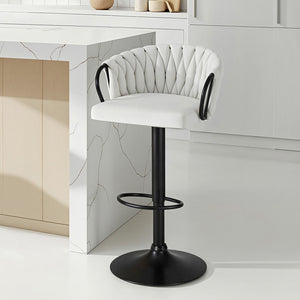 Bar Stool x1 | Woven Velvet Counter Stool | Ivory