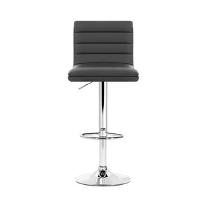 2x Bar Stools | Padded Leather | Gas Lift | Grey