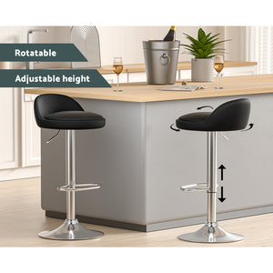2x Bar Stools | PU Leather | Gas Lift | Black