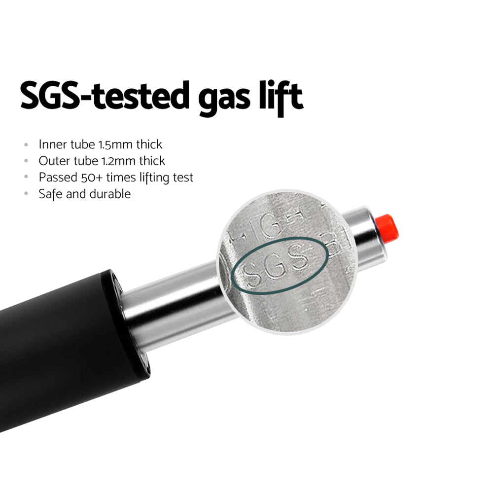 2x Bar Stools | PU Leather | Gas Lift | White