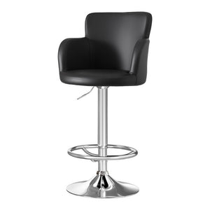 Bar Stool 1PC | Leather Swivel Adjustable PU Counter Chair | Black Finish
