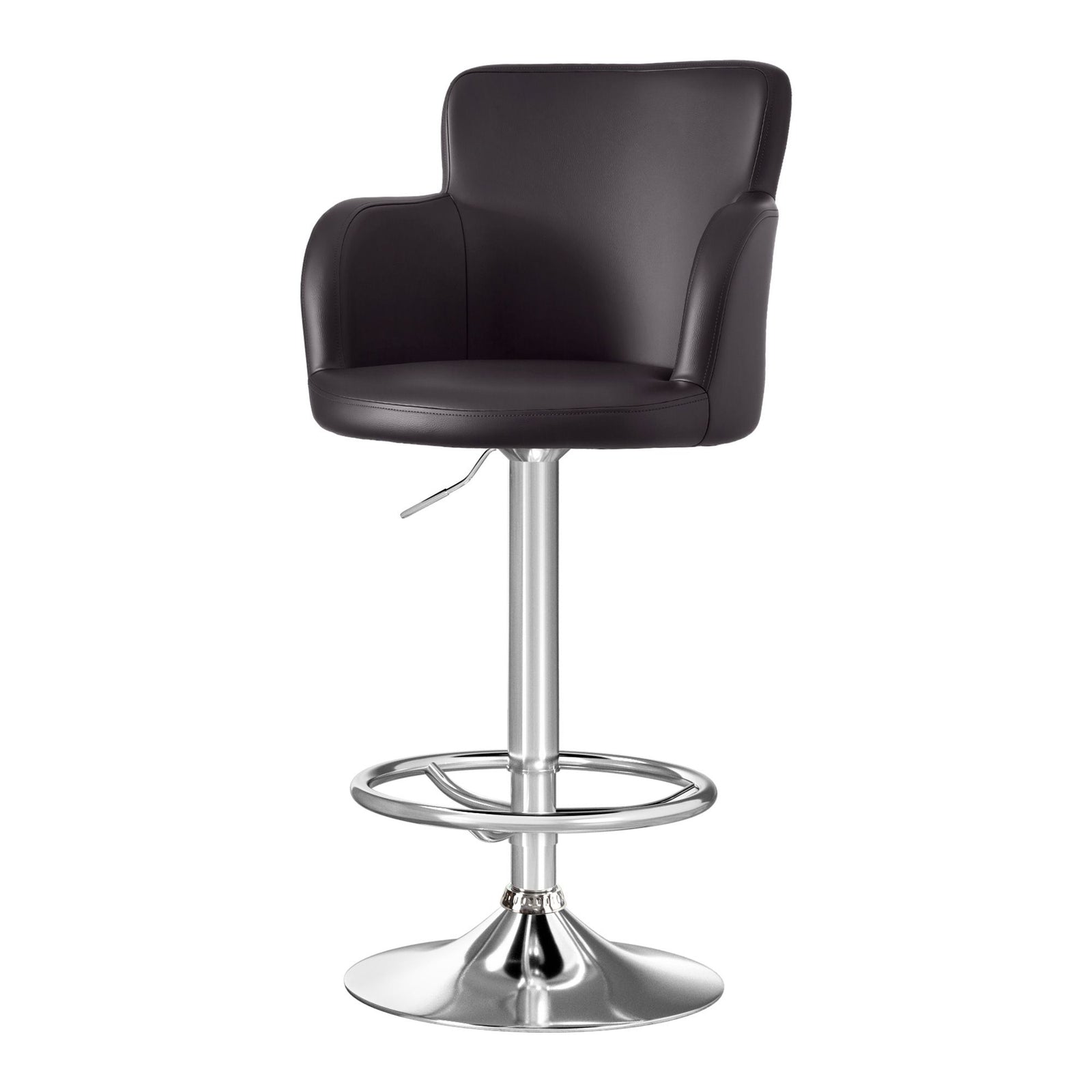 Swivel Bar Stools | 4 Pack | Gas Lift PU Leather Kitchen Chairs | Brown