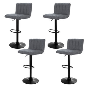 4x Bar Stools | Vintage Leather | Gas Lift | Grey Finish