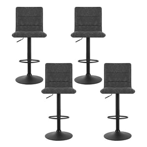 4x Bar Stools | Gas Lift | Vintage Leather | Grey Finish