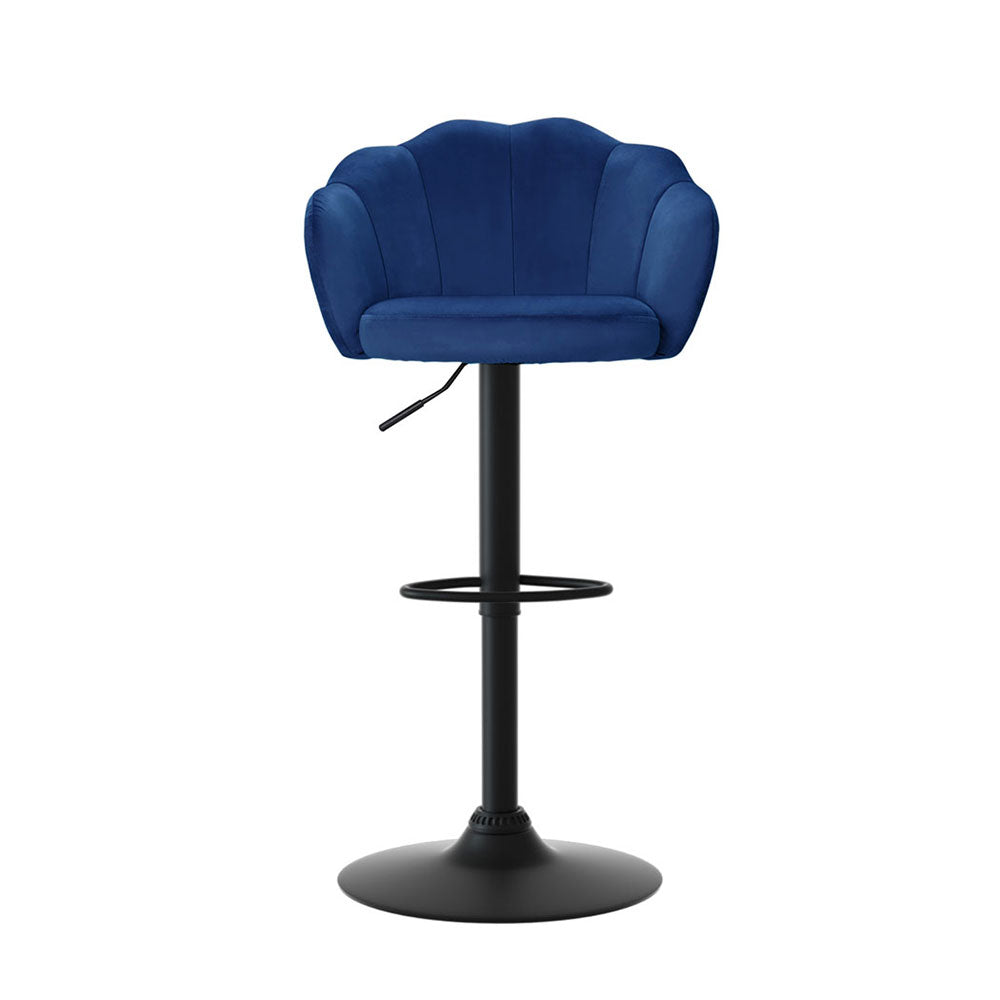 4x Bar Stools | Gas Lift | Velvet | Blue Finish