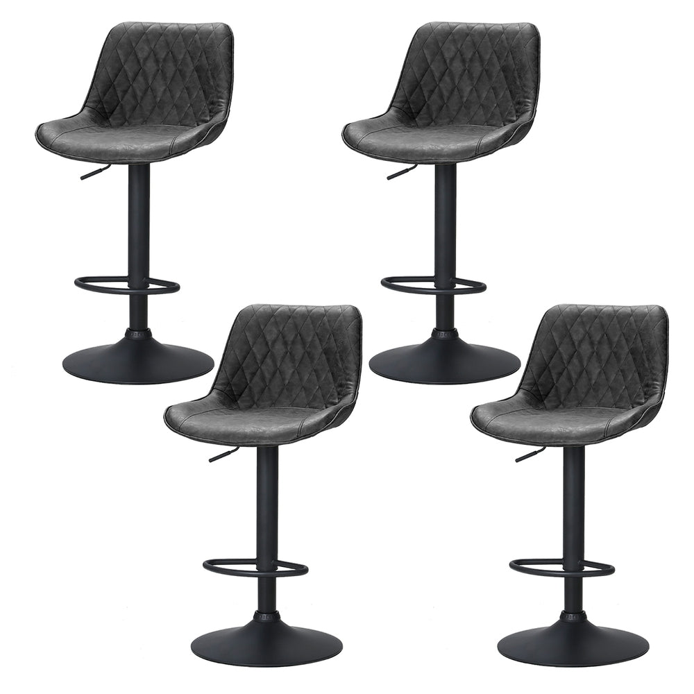 4x Bar Stools | Gas Lift | Vintage Leather | Black Finish