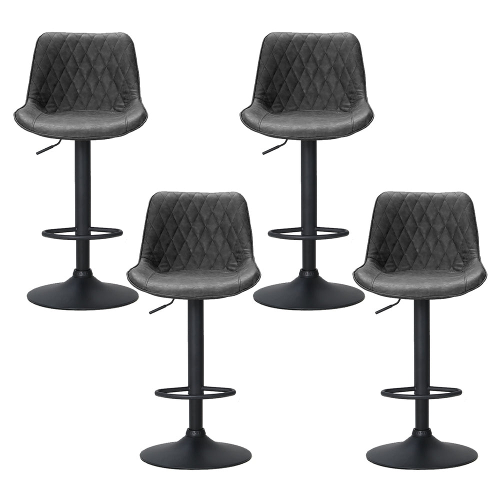 4x Bar Stools | Gas Lift | Vintage Leather | Black Finish