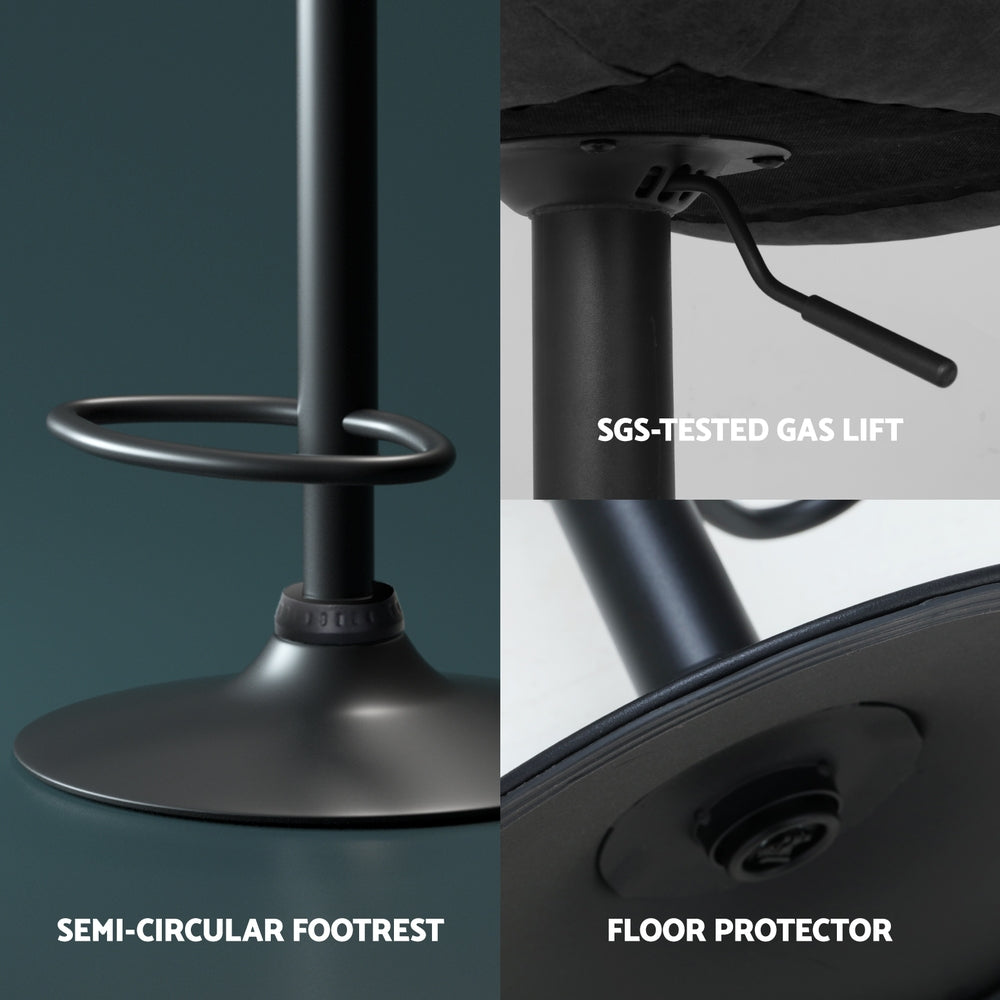 4x Bar Stools | Gas Lift | Vintage Leather | Black Finish