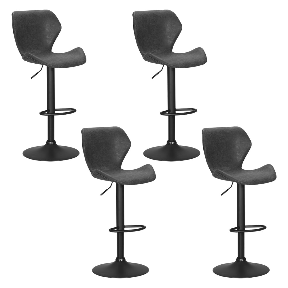 4x Bar Stools | Vintage Leather | Gas Lift | Black Finish