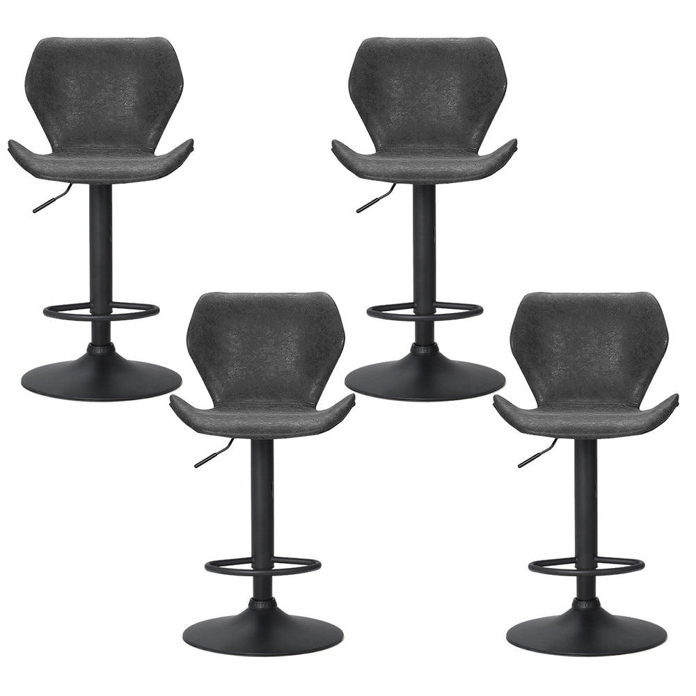 4x Bar Stools | Vintage Leather | Gas Lift | Black Finish