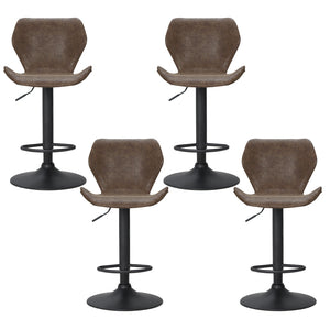4x Bar Stools | Vintage Leather | Gas Lift | Brown Finish