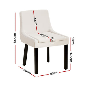 Dining Chairs | Set of 2 | Corduroy Wooden | Beige