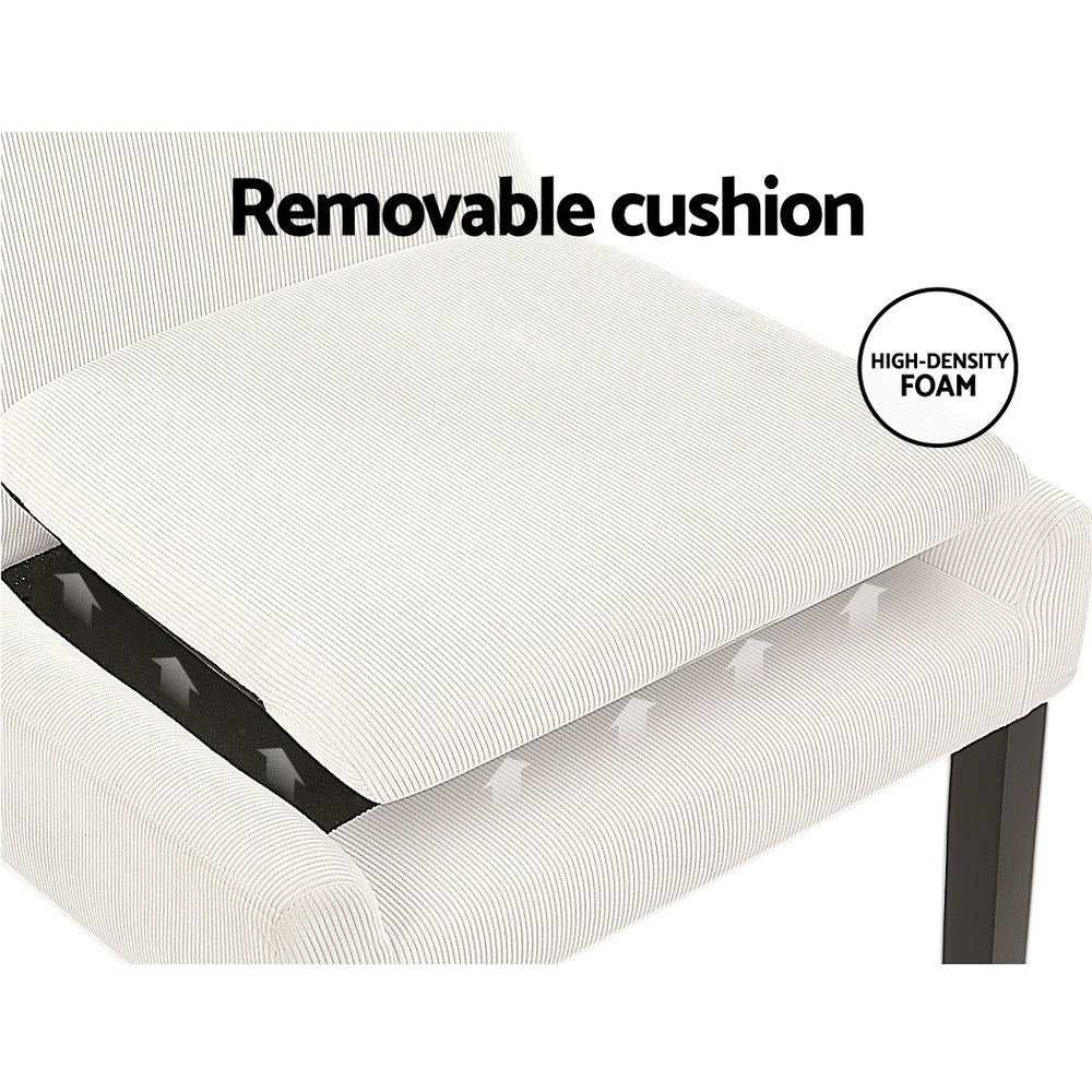 Dining Chairs | Set of 2 | Corduroy Wooden | Beige