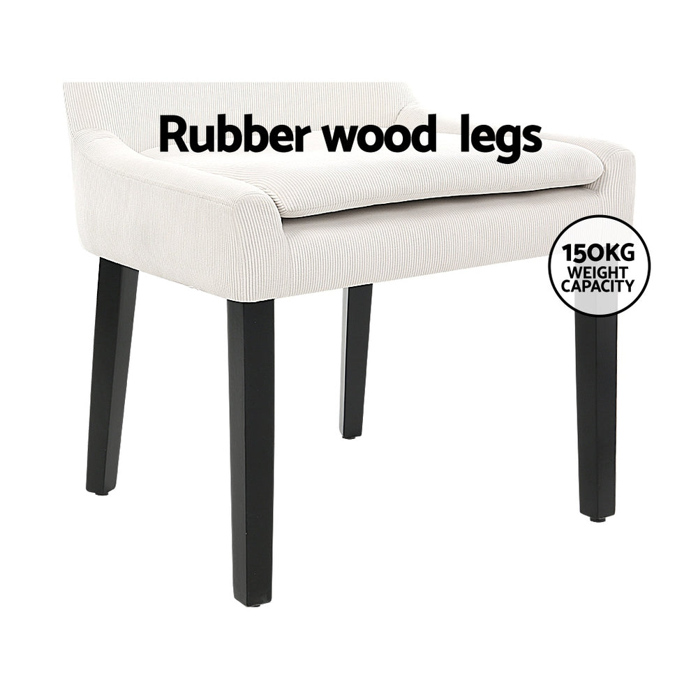 Dining Chairs | Set of 2 | Corduroy Wooden | Beige