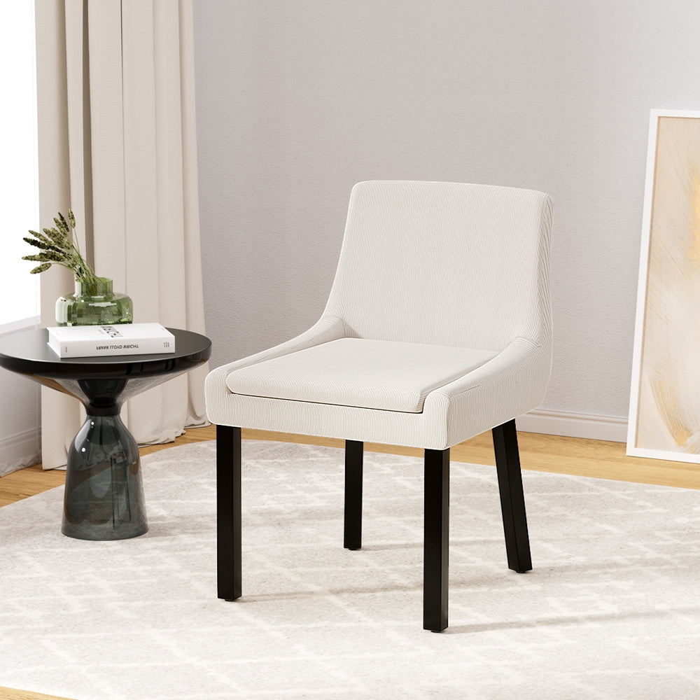 Dining Chairs | Set of 2 | Corduroy Wooden | Beige