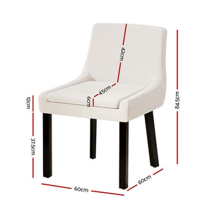 Artiss Dining Chairs | Set of 4 | Corduroy | Wooden Frame | Beige