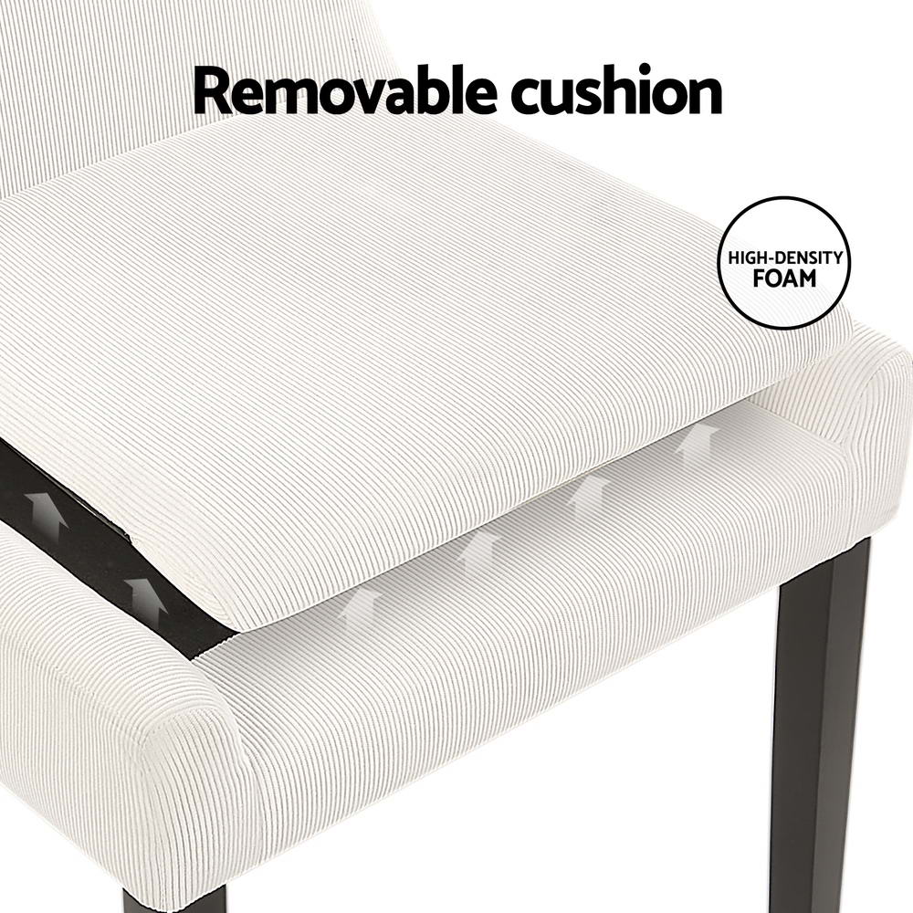 Artiss Dining Chairs | Set of 4 | Corduroy | Wooden Frame | Beige