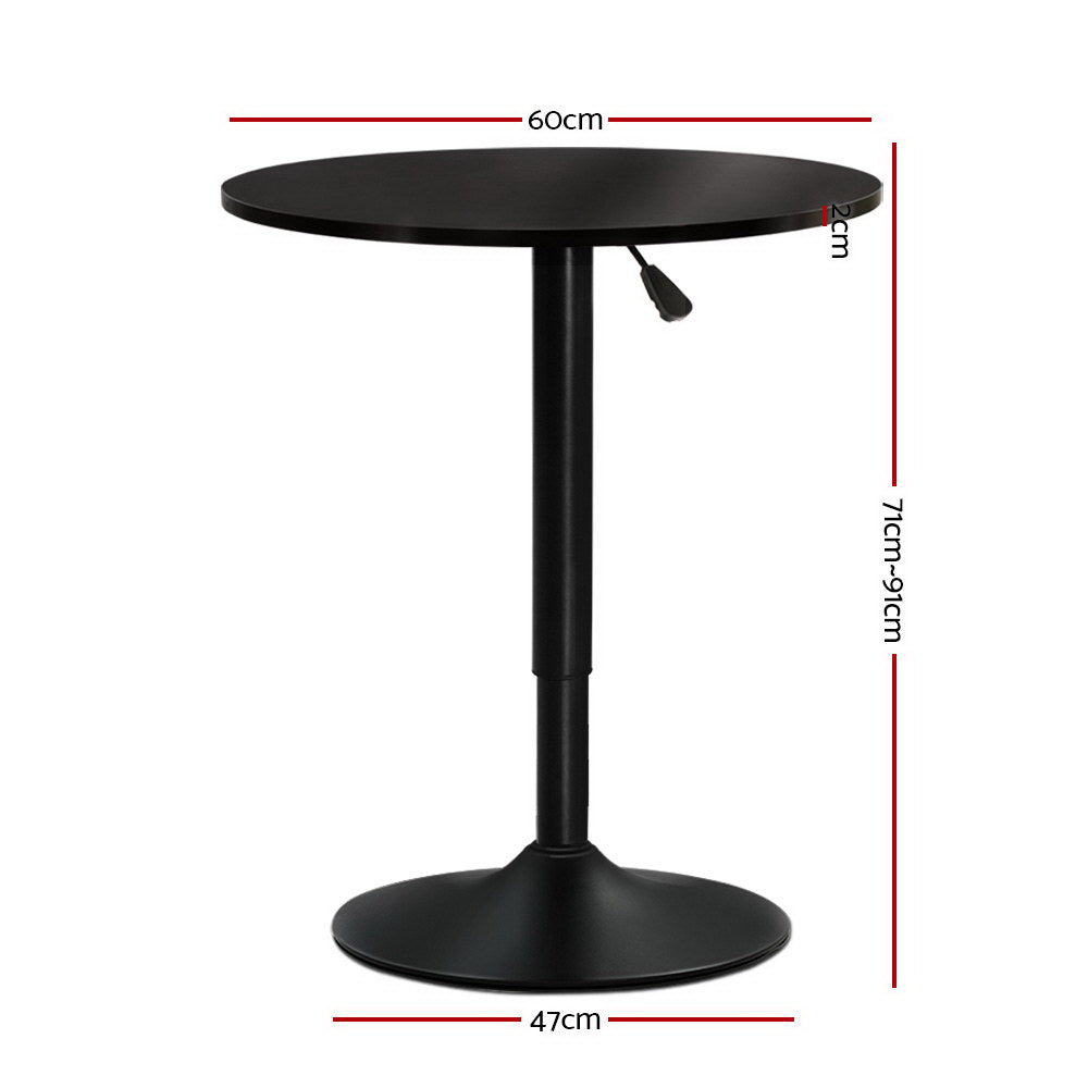 Bar Table | Gas Lift | Round | Black