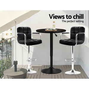 Bar Table | Gas Lift | Round | Black