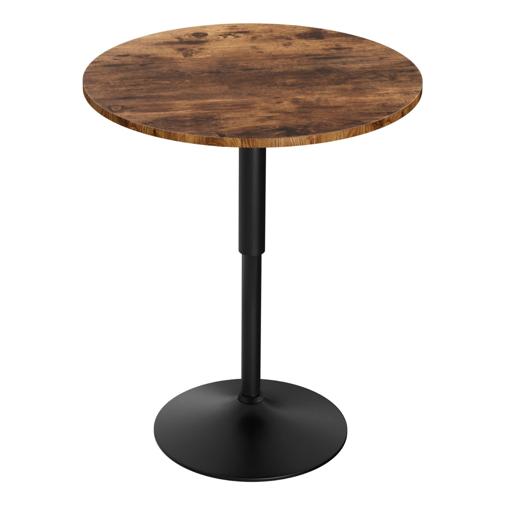 Bar Table 60cm | Height Adjustable 360° Swivel | Rustic Brown & Black Base