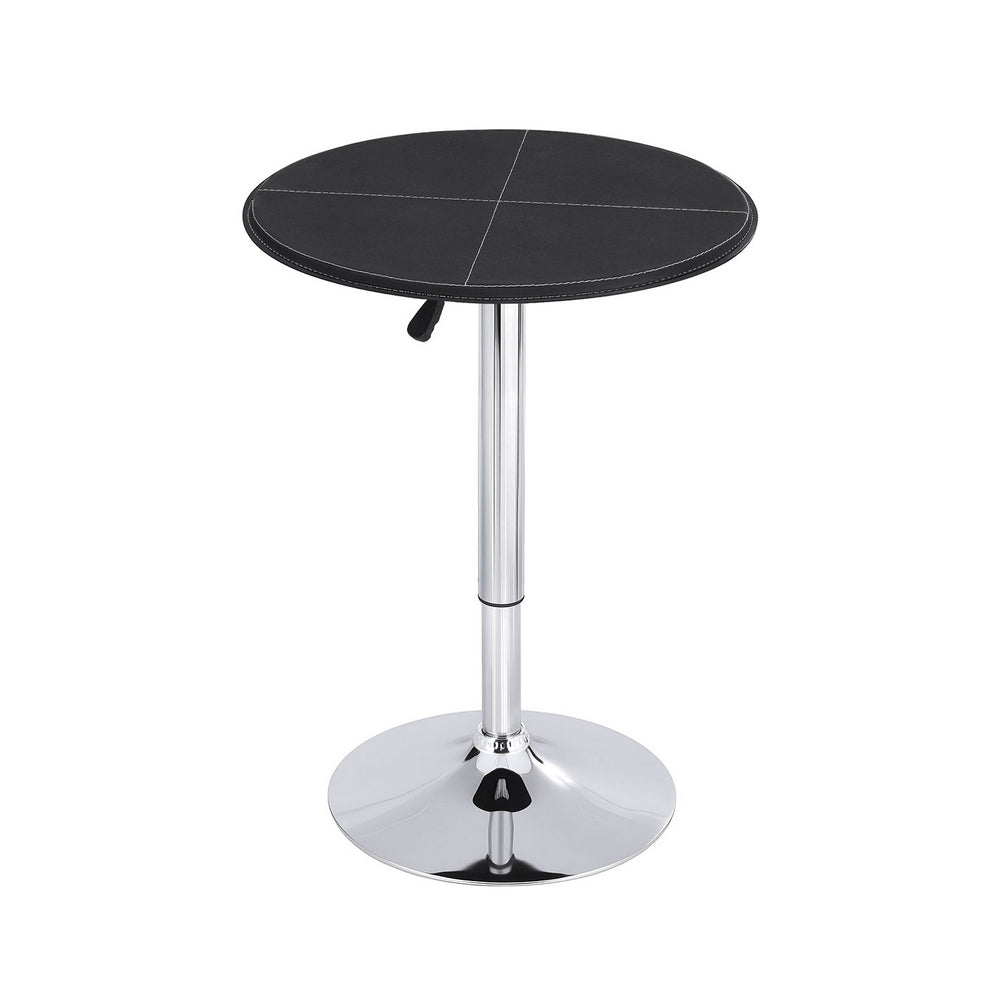 Round Bar Table | Swivel | Height Adjustable | PVC Leather | Black | 62cm