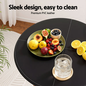 Round Bar Table | Swivel | Height Adjustable | PVC Leather | Black | 62cm