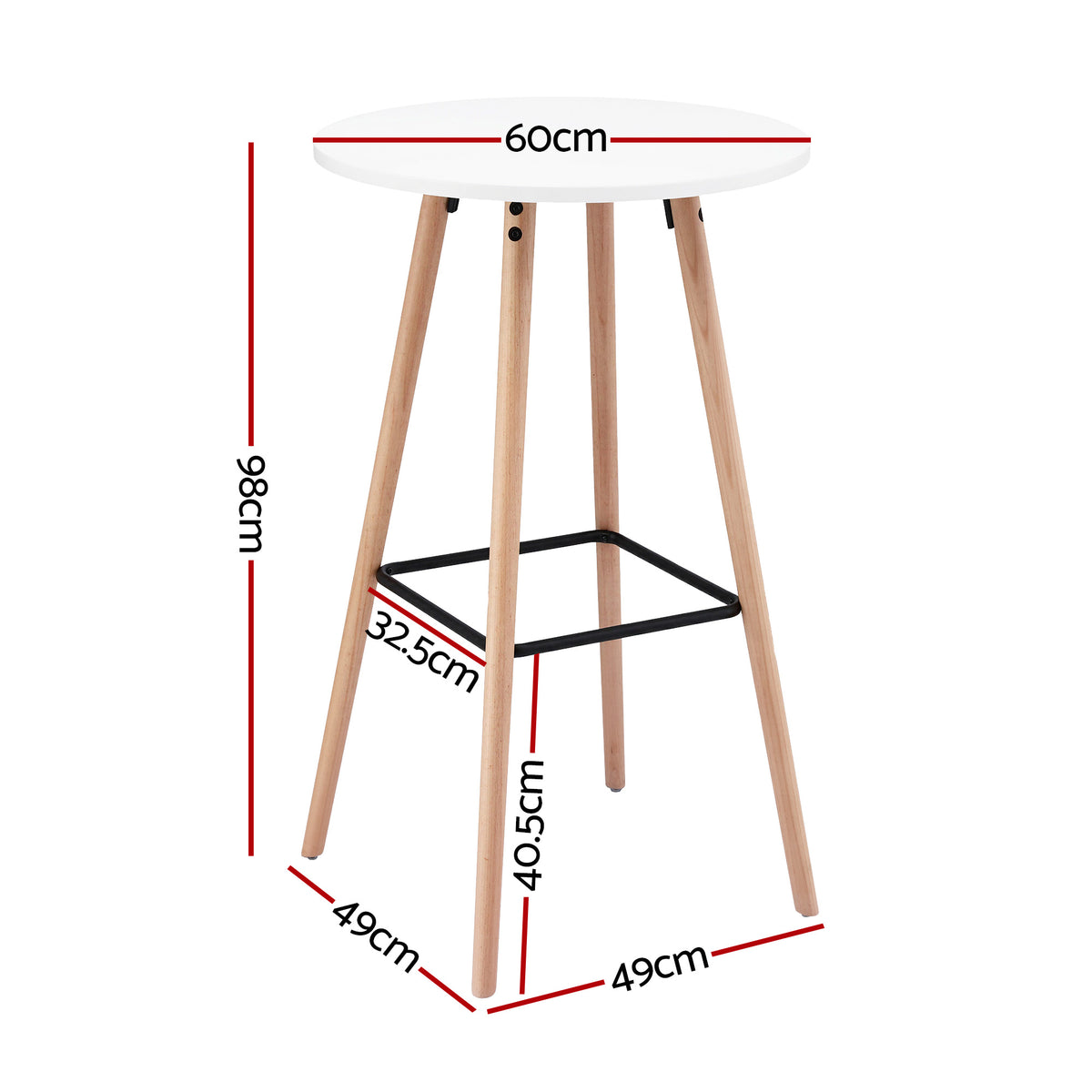 Round Bar Table | 98cm Height | Kitchen Counter Dining Table | White