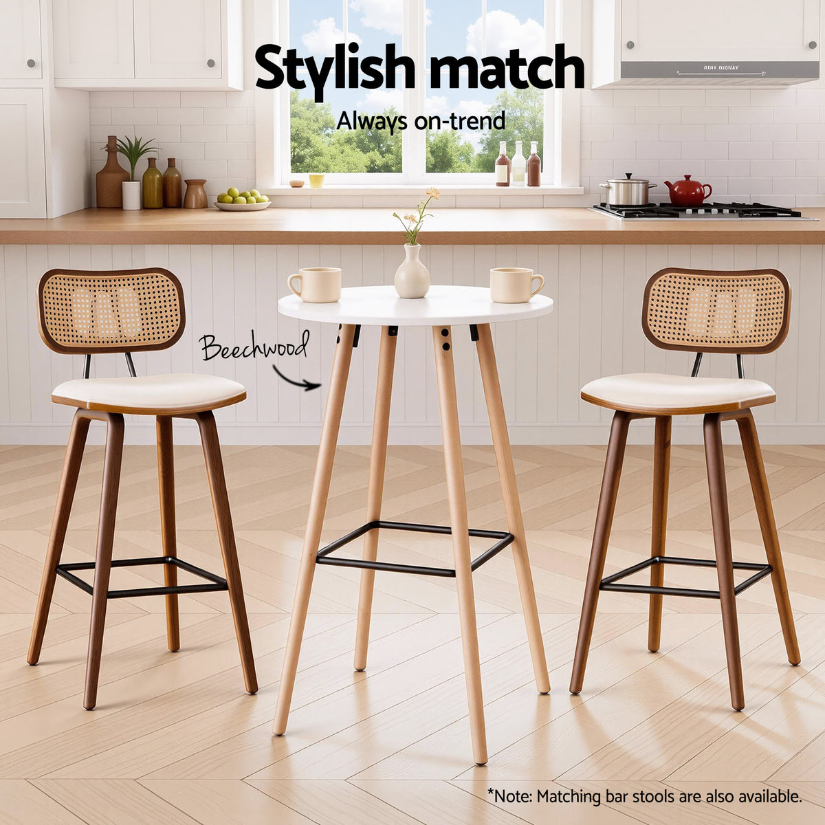 Round Bar Table | 98cm Height | Kitchen Counter Dining Table | White